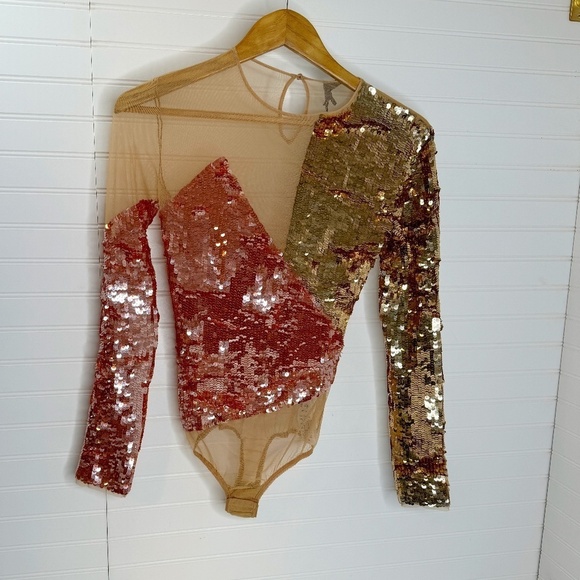 NWT Elisabeth Franchi Sequins Leotard Size Italy 40 US Size 4 - Picture 1 of 9